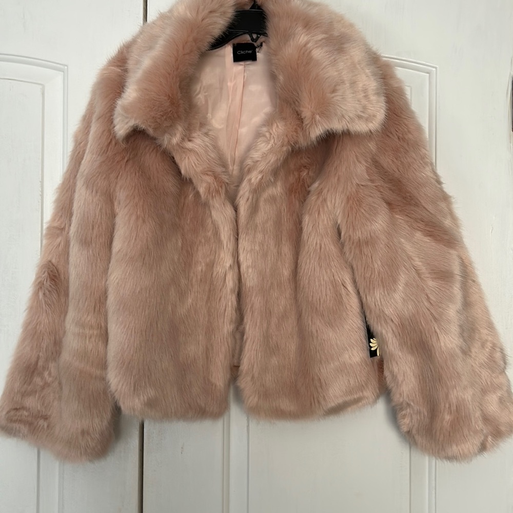 Pink faux fur jacket
